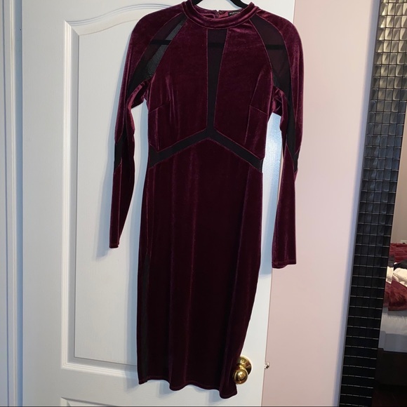 💕 • MARCIANO Size M Purple Velvet Dress w/ Mesh - Picture 4 of 5